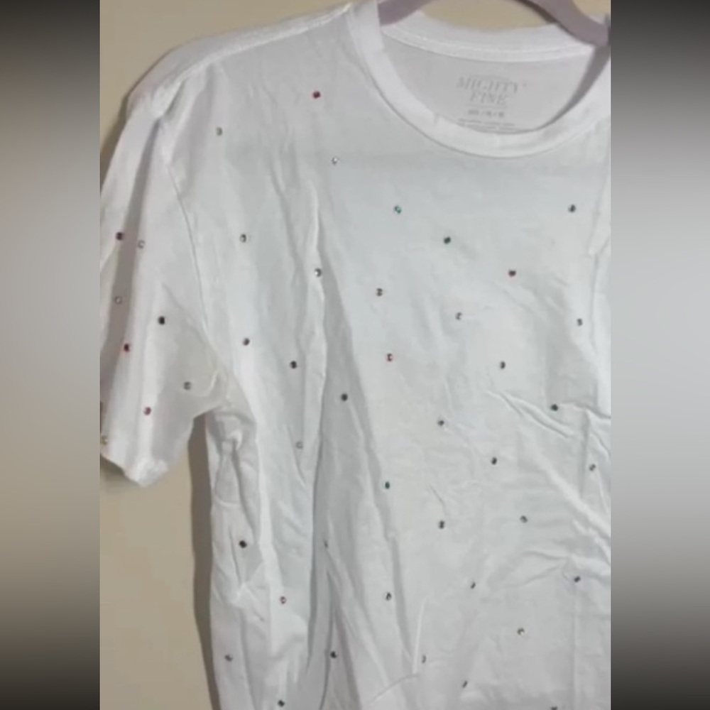 Mighty Fine White Studded Short Sleeve Tee